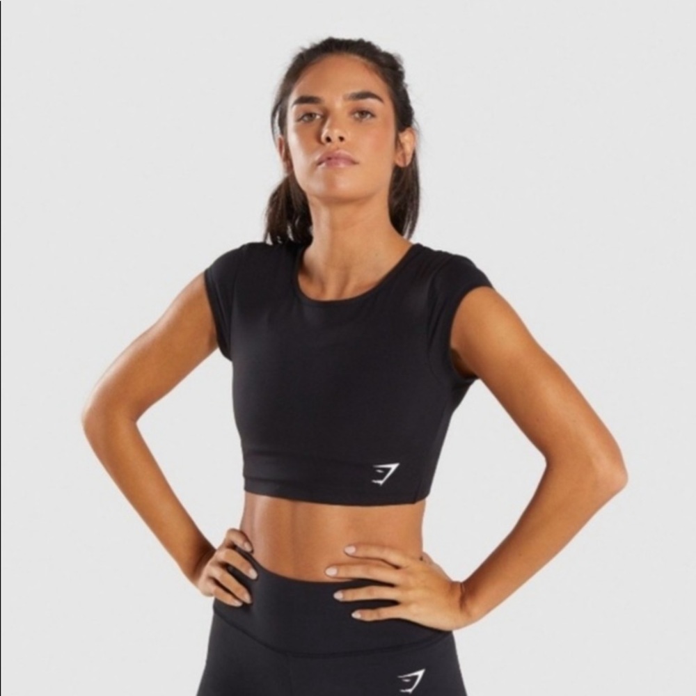 Gymshark Black Dreamy Cap Sleeve Crop Top X-small
